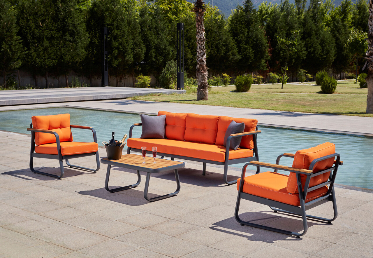 Set mobilier de gradina, Hanah Home, Rio, Portocaliu - imagine 3